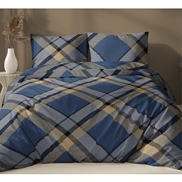 Zateplená kombinovaná deka v polštáři Modrozlaté káro 150X200 50X60 Obrázek pro produkt Zateplená kombinovaná deka v polštáři Modrozlaté káro 150X200 50X60