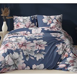 Zateplená kombinovaná deka v polštáři Magnolie modrá 150X200 50X60 Obrázek pro produkt Zateplená kombinovaná deka v polštáři Magnolie modrá 150X200 50X60